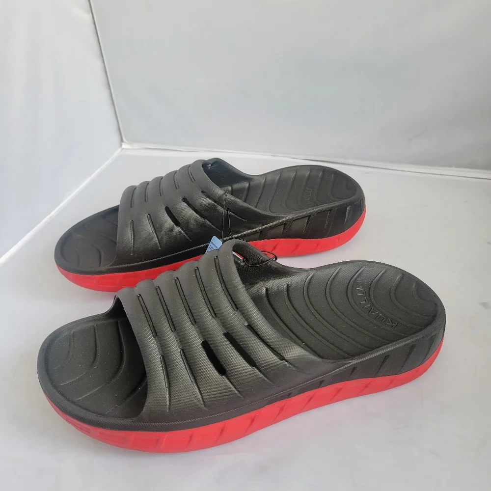 KuaiLu Sport Recovery Orthotic Slides Sandals Mens US 13 Black Synthetic Comfort - Picture 1 of 4